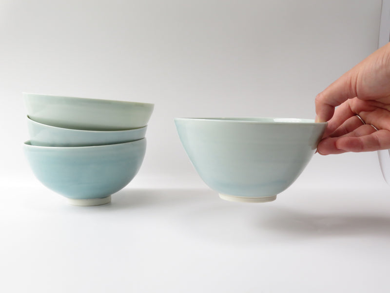 Set of 4 Celadon Breakfast Bowls (No2)