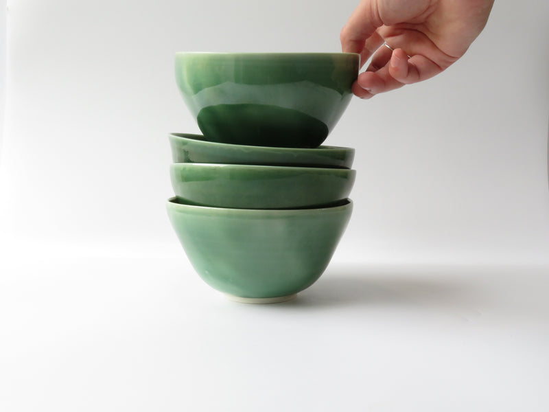 Set of 4 Green Breakfast Bowls (No3)