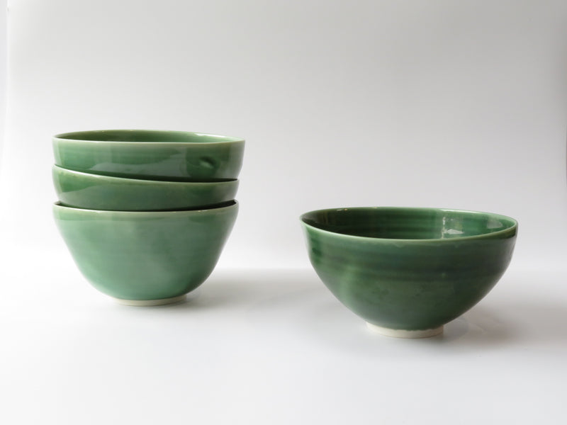 Set of 4 Green Breakfast Bowls (No3)