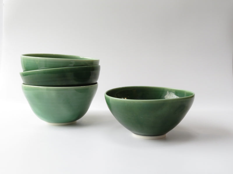 Set of 4 Green Breakfast Bowls (No3)