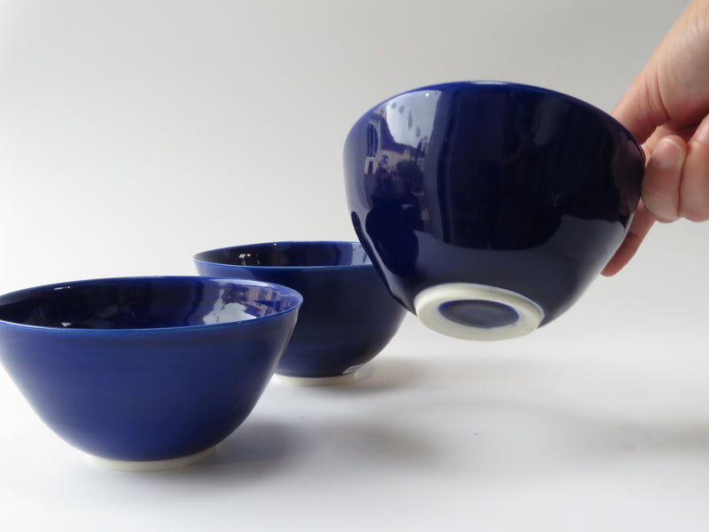 Set of 3 Cobalt Breakfast Bowls (No 8)