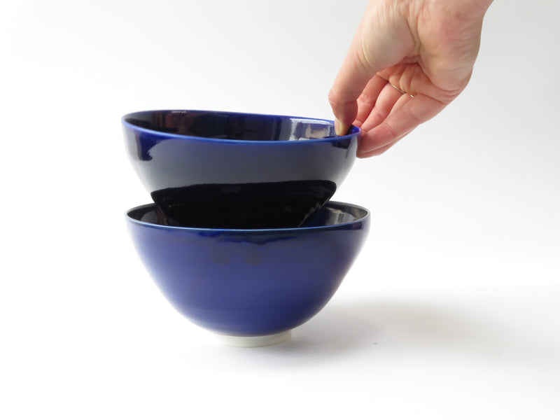 Set of 2 Cobalt Breakfast Bowls (No 9)