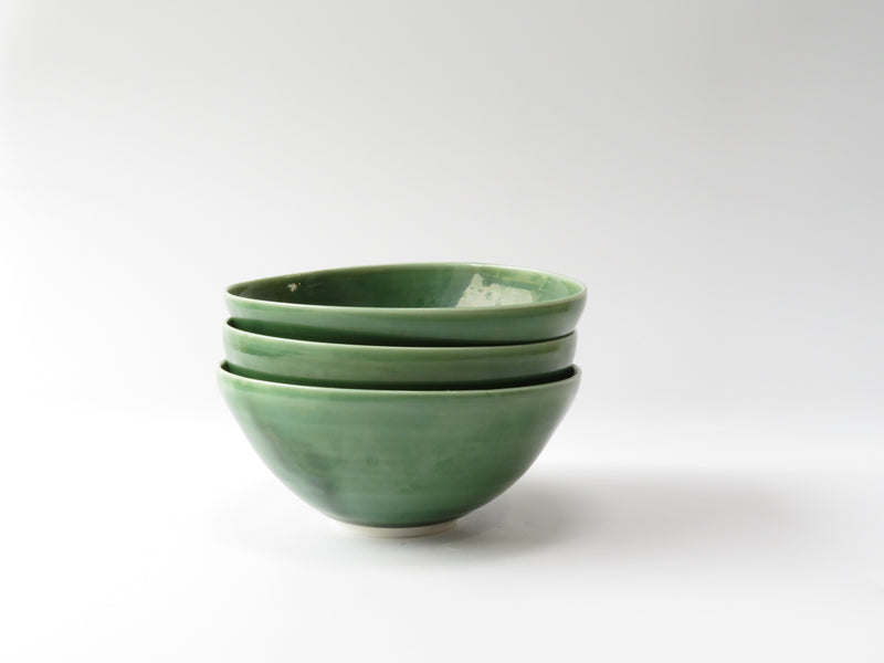 Set of 3 Green Breakfast Bowls (No 10)