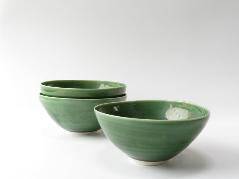 Set of 3 Green Breakfast Bowls (No 10)