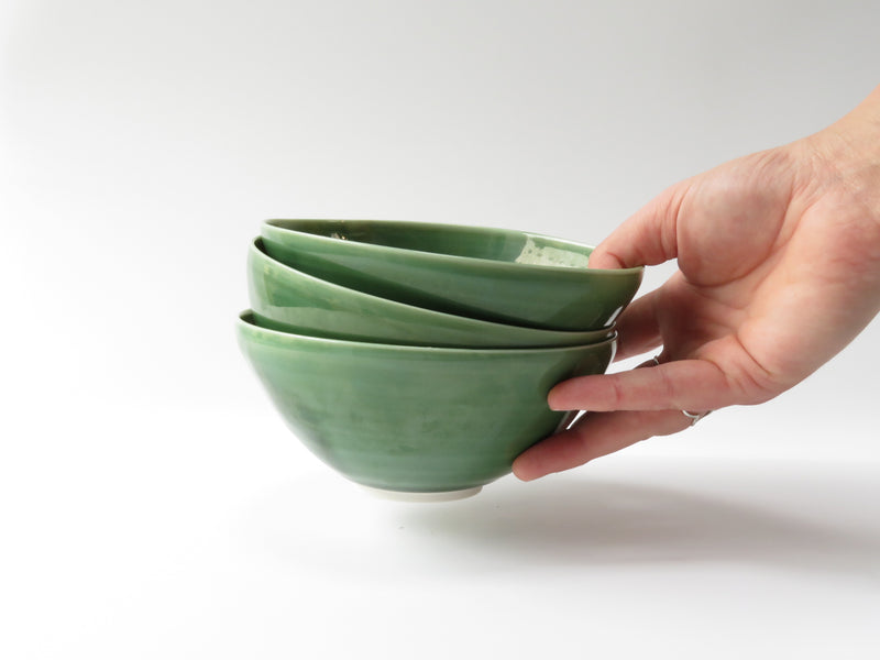 Set of 3 Green Breakfast Bowls (No 10)