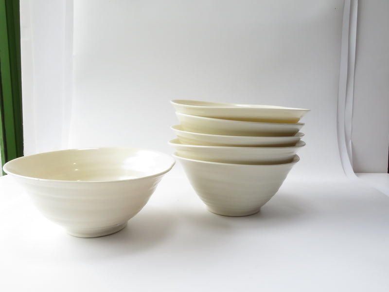 Set of 6 White Luna Breakfast Bowls (No 11)