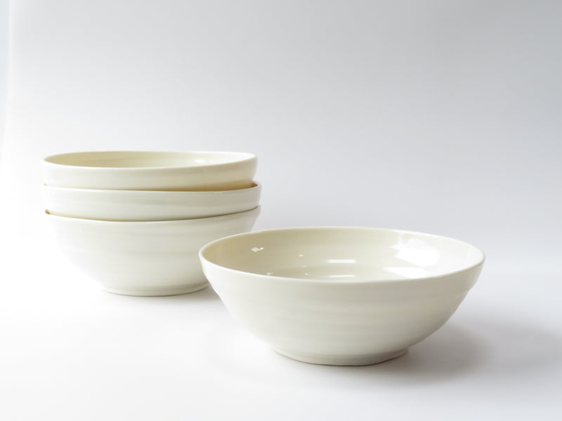 Set of 4 White Luna Pasta Bowls (No 13)