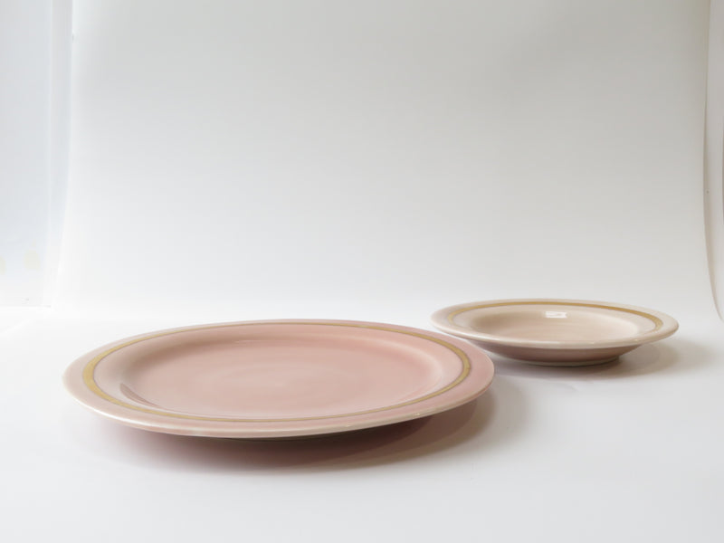 Dinner and Side plate In Pink and Gold (No 7)