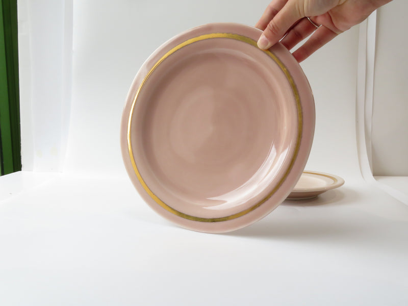 Dinner and Side plate In Pink and Gold (No 7)