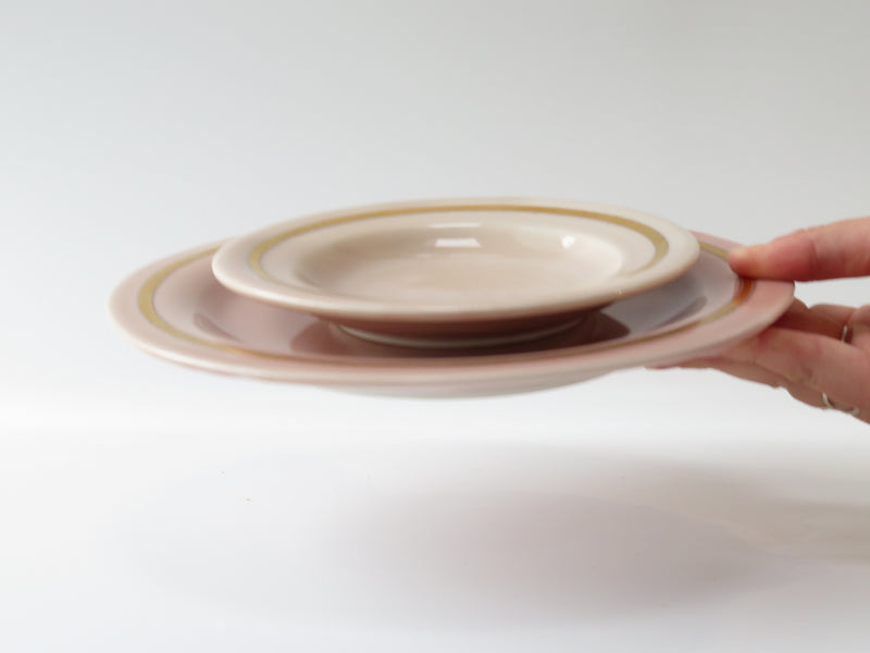 Dinner and Side plate In Pink and Gold (No 7)