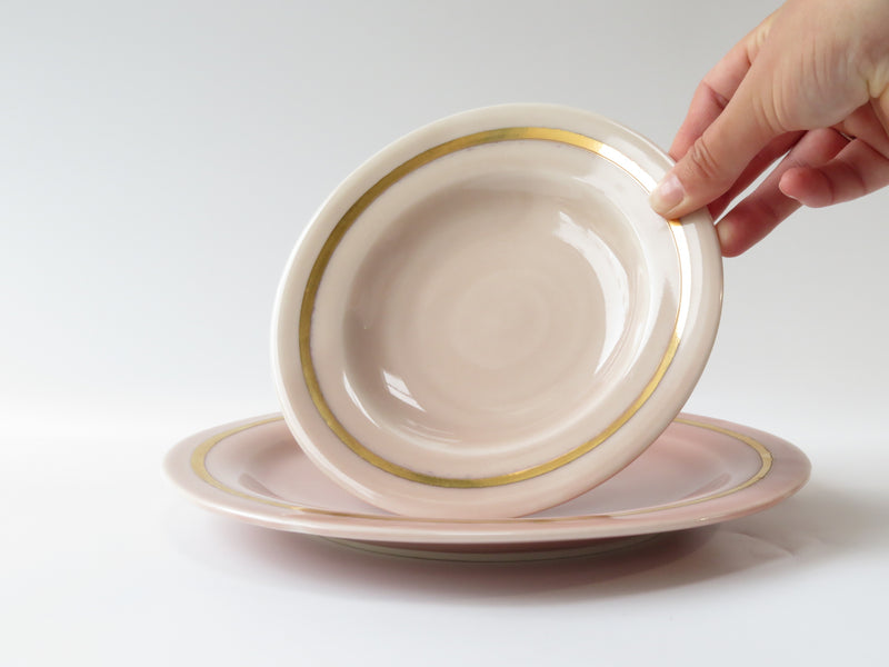 Dinner and Side plate In Pink and Gold (No 7)