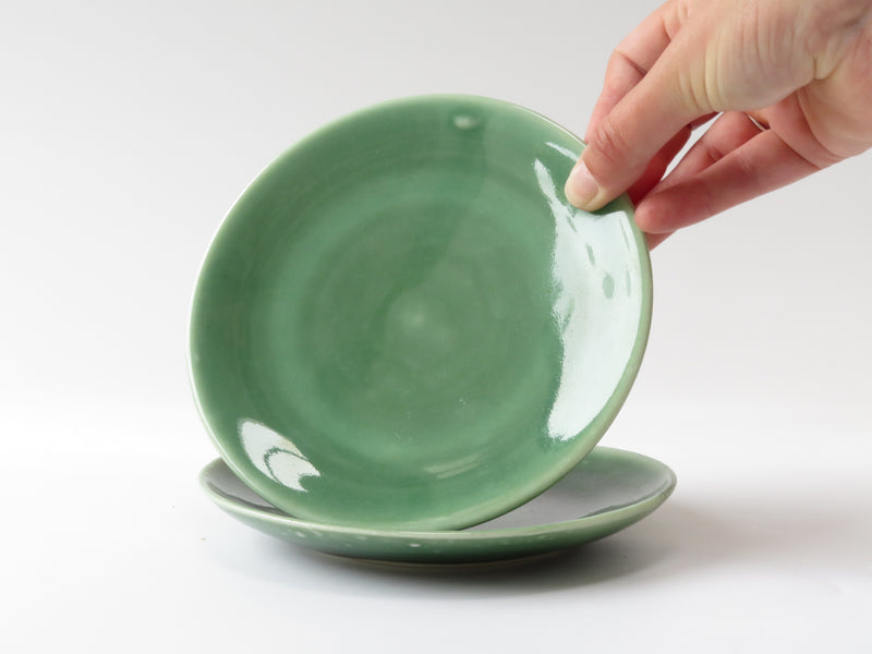 Set of 2 Green Cake Plates  (No 8)