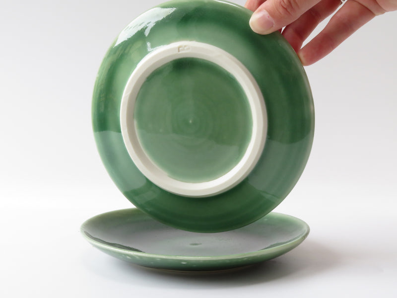 Set of 2 Green Cake Plates  (No 8)