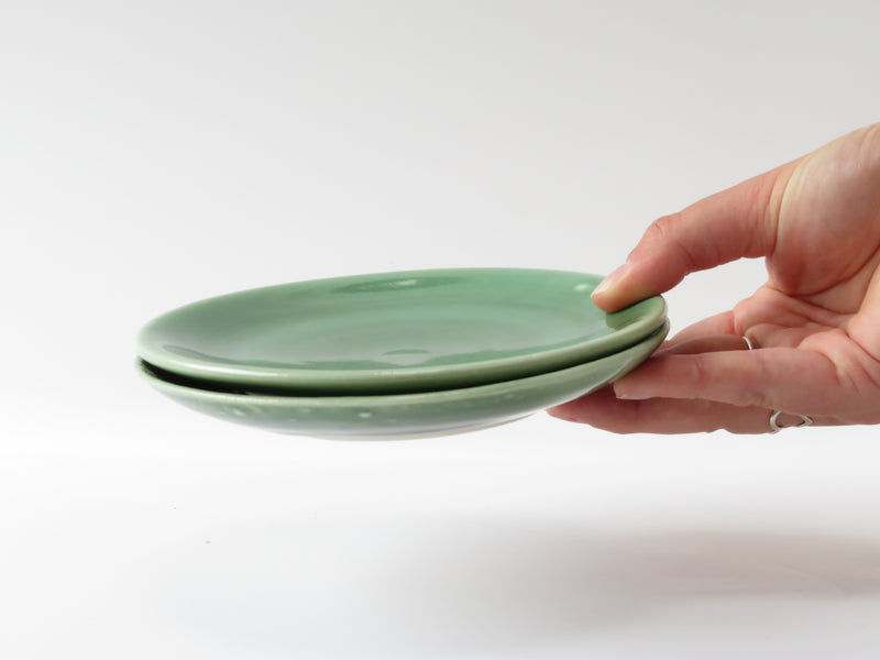 Set of 2 Green Cake Plates  (No 8)