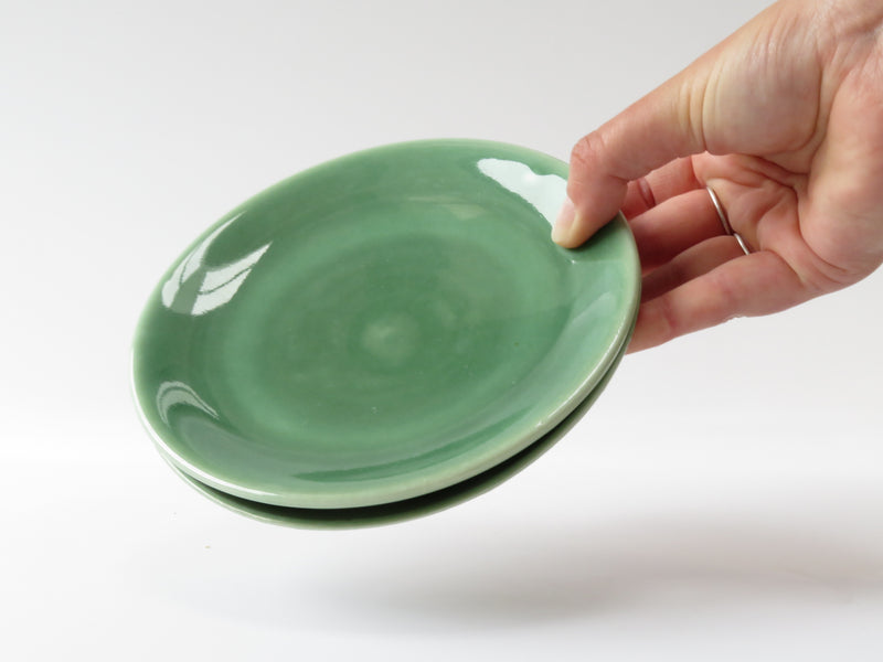 Set of 2 Green Cake Plates  (No 8)